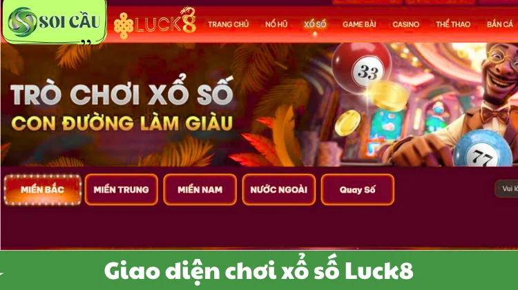 Giao diện chơi xổ số luck8